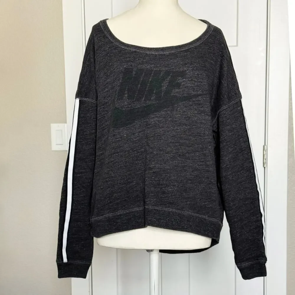Nike Gray District 72 Scoop Long Sleeve Crew Sweater Womens M